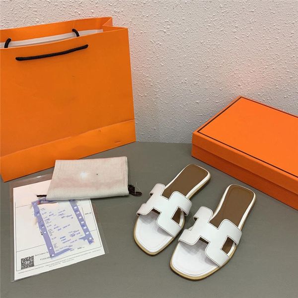 

with box 2020 new slippers sandals flat shoes real leather slippers slippers sandals huaraces loafers wear for ladies sc: 35-40, Black;red