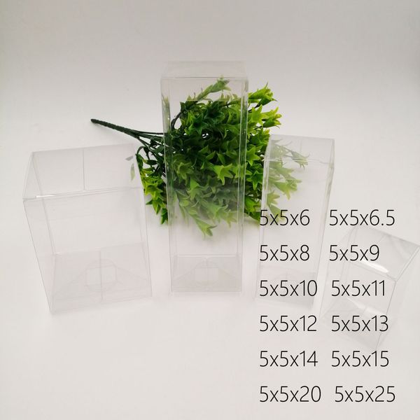 

50pcs 5x5xh pvc plastic box storage transparent boxes jewelry gift box wedding/christmas/candy/party for gift packing boxes diy