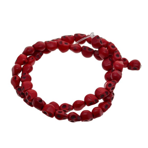 

52pcs red carved skull loose spacer beads for diy jewelry making bracelets craft