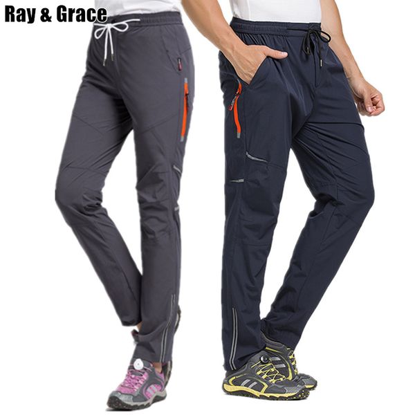 

ray grace cycling pants reflective breathable quick dry waterproof summer outdoor hiking trousers men women elastic waist pants, Black;green