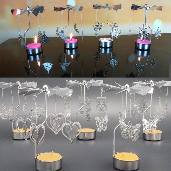

rotary spinning tealight candle metal tea light holder carousel home gift