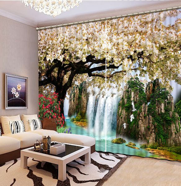 

scenic waterfall curtains 3d curtain printing blockout p drapery fabric for room bedroom window waterfall curtains