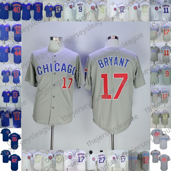 

Custom Cubs Stitched White Blue Gray Jersey 2019 Chicago #9 Javier Baez 11 Yu Darvish 12 Kyle Schwarber 17 Kris Bryant 44 Rizzo