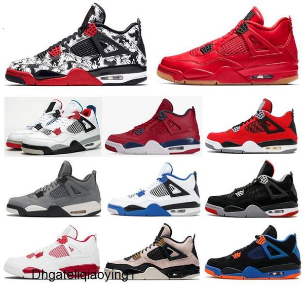 

new 4 tattoo graffiti singles day fiba gym red basketball shoes men women 4s alternate motorsport silt red cavs sneakers with box, Black
