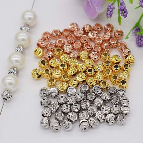 

alloy plating 18k gold rose gold plating plated platinum diy pearl crystal necklace bracelet watermelon pattern bead small, Blue;slivery
