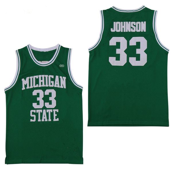 

ncaa michigan state spartans #33 earvin johnson magic la green indiana state sycamore college larry bird basketball jersey stitched shirts, Black;red