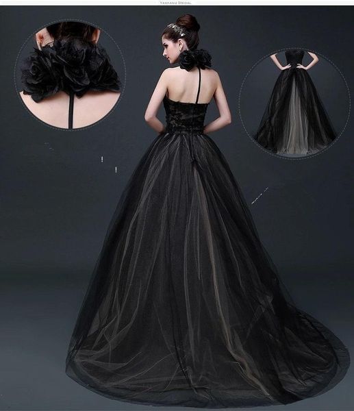 black halter wedding dress