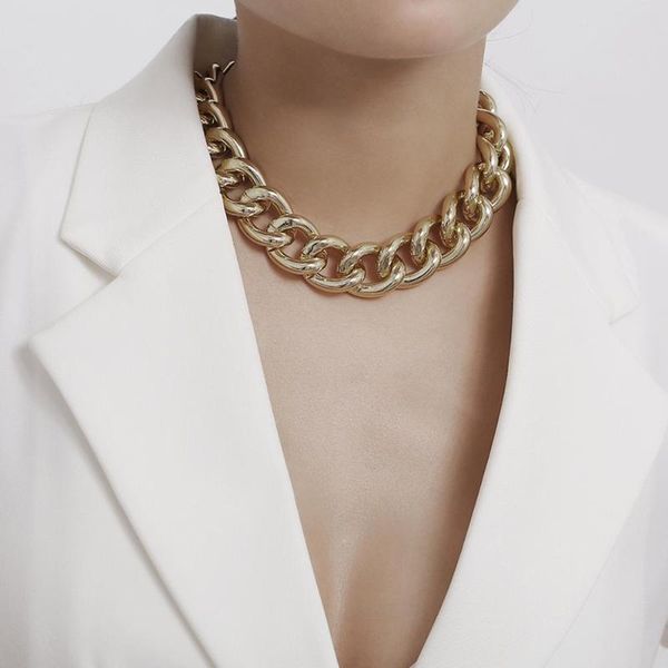 

chains punk hip hop curb miami cuban chunky link chain necklace for women men vintage gold silver color choker jewelry gift