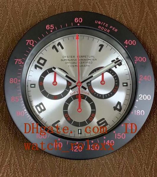 

12 style new quality watch wall clock 34cm x 5cm 2kg stainless steel quartz electronic blue luminescent cosmograph 116509 watches clock, Slivery;black