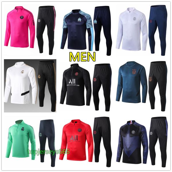 

19 20 real madrid ajax soccer tracksuit men 2019 2020 mbappe survÃªtement de football training suit jogging chandal futbol, Black