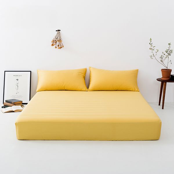 

Luxury Yellow 100% Mulberry Silk Fitted Sheet Silky Mattress Cover  King Bed Sheets Pillowcase For Women Men