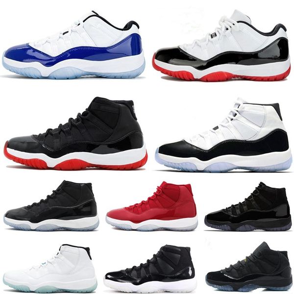 

new 11s bred space jam concord metallic silver basketball shoes 11 cap and gown gym red 72-10 men sneakers women sports with box, White;red