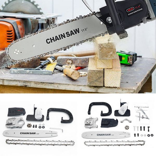 

didihou 11.5 inch chainsaw bracket electric angle grinder to chainsaw converter chain saw woodworking power tool set