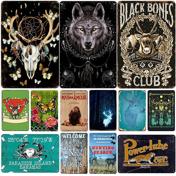 

2020 deer plaque metal vintage tin sign pin up shabby chic decor kids living room metal signs vintage bar decoration poster pub plate