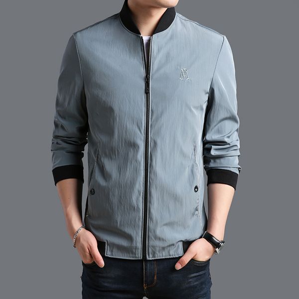 

2019 new fashion brand clothing jacket men casual solid color mandarin collar mens coat zippers pockets mens jackets and coats, Black;brown