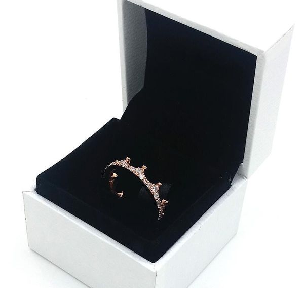 

новое розовое золото 18k покрыло crown кольцо с cz diaoriginal подарочная коробка для пандора 925 ювелирных изделий кольца стерлингового сер, Silver