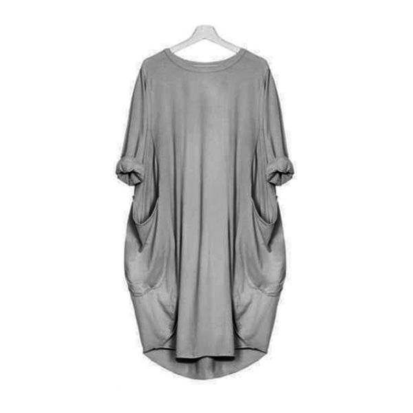 

dress women lantern styles casual solid summer dress pocket bat sleeve vestidos woman robe femme vestido de mujer, Black;gray