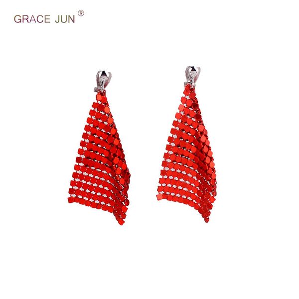 

new arrival small round piece painting square shape clip on earrings without piercing for women fashion no hole earrings bijoux, Silver