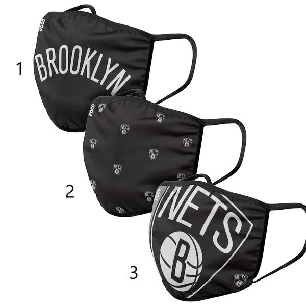 

brooklyn nets men women foco cloth face covering 3-pack pm 2.5 filter, Black