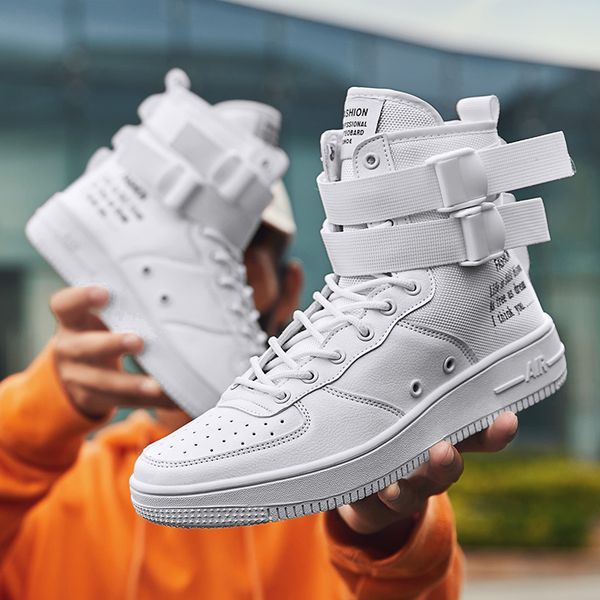 

2020 new designer men's high-tide shoes casual sports style youth trend casual board shoes korean high-velcro board shoes men, Black