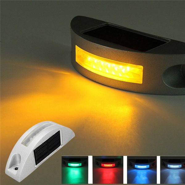 

waterproof 6led solar power road stud light aluminum traffic signal light solar wall lamp outdoor ground step path villa landscape lights