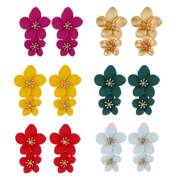 

oversized statement flower earrings large hawaii earrings women fashion jewelry, Silver