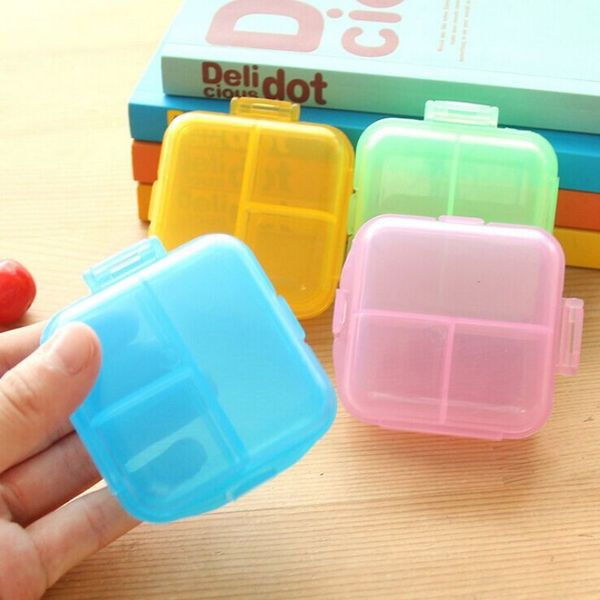 

portable 2 layers 6 slots seal folding pill cases transparent pp medicine box jewelry candy storage box vitamin pill box case container