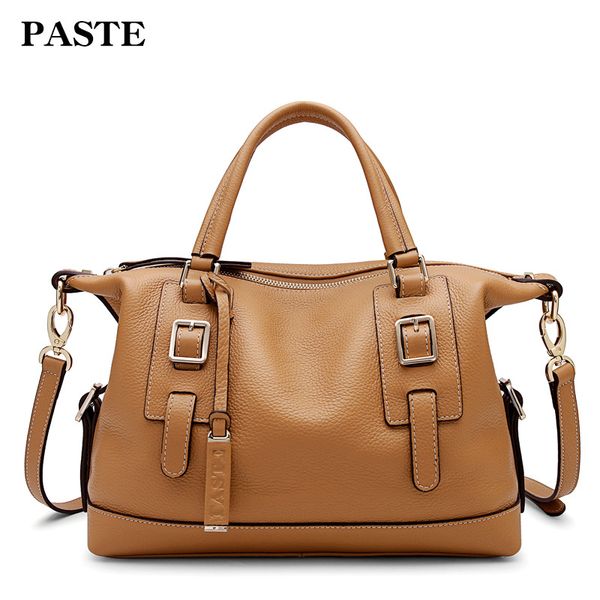 

2019 spring collection paste women leather handbag large capacity tote bag ladies shoulder bag black brown