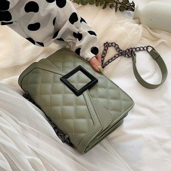 

lattice square crossbody bag 2020 fashion new pu leather women's designer handbag lock chain shoulder messenger bag