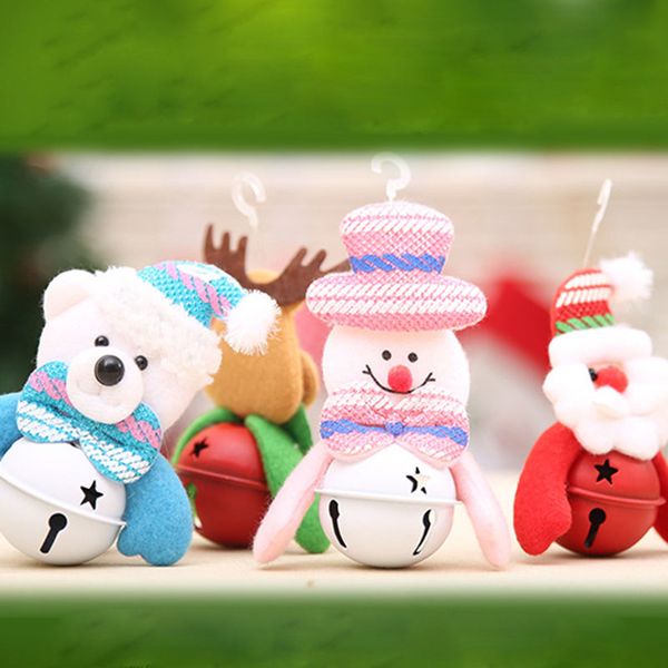 

christmas tree hanging ornaments 3d santa claus doll with bell decors pendant