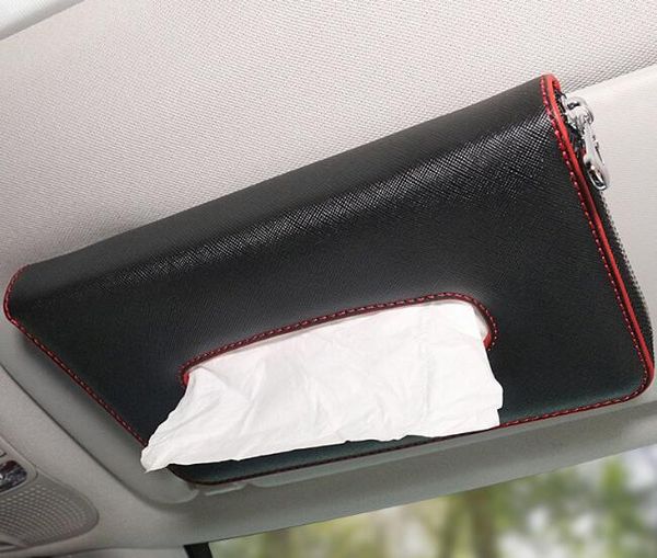 

car kit tissue box universal pu car sun visor hanging type tissue cover in styling