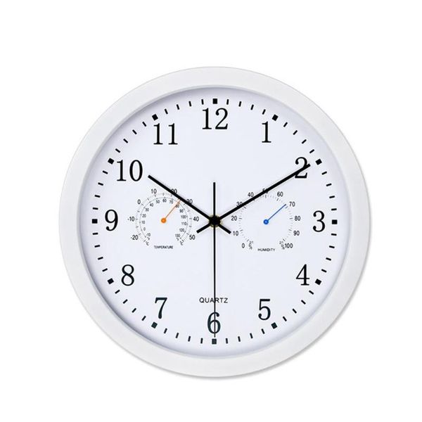 

indoor home nordic style hygrometer round wall clock battery operated accurate analog silent quartz 3 in 1 art decor