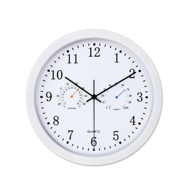 

indoor home nordic style hygrometer round wall clock battery operated accurate analog silent quartz 3 in 1 art decor