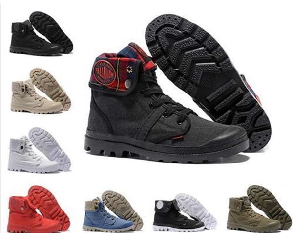

designer shoes 14 color palladium pallabrouse men high-army military 675ankle boots canvas sneakers casual shoes mans anti-slip sport, Black