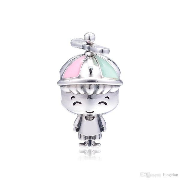 

2019 mother's day 925 sterling silver jewelry propeller hat boy charm beads fits pandora bracelets necklace for women diy making, Bronze;silver