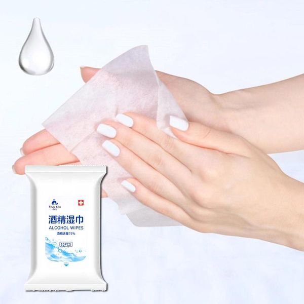 

10 шт. / пакет влажные салфетки дезинфекция портативный нетканый антисептик влажные салфетки колодки руки нежная очистка салфетки