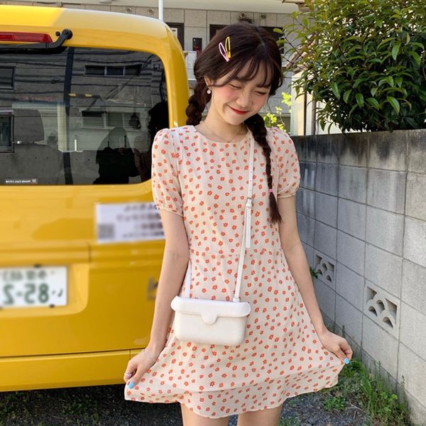 

летние женщины сладкое платье o ncek с коротким рукавом дамы корейский стиль a-line мини-vestidos, Black;gray