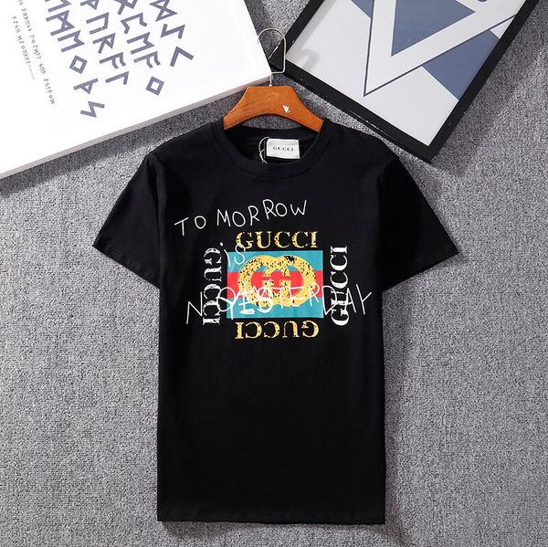 

ring men's summer new fashion sports t-shirt print short sleeve men's t-shirt embroidered cotton t-shirt men--4, Black