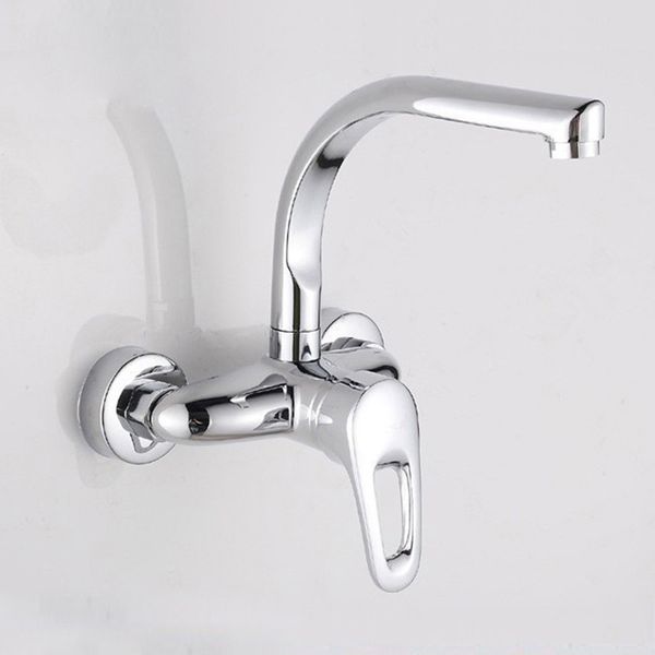 

chrome wall mounted bathroom kitchen faucet dual handle basin sink mixer swivel spout cold water tap 1 install hole faucet