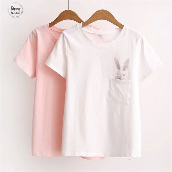 

летняя футболка женщины top cat женская футболка одежда printed карманный кролик top cute t рубашки женщин, White