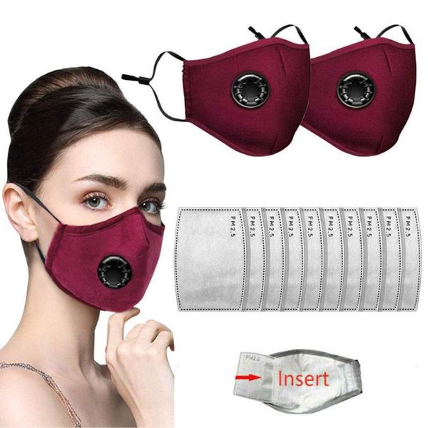 

2pc cotton face cover + 10pcs pm2.5 replacement sheet activated carbon cover washable and reusable lot masque dropshipping, Black
