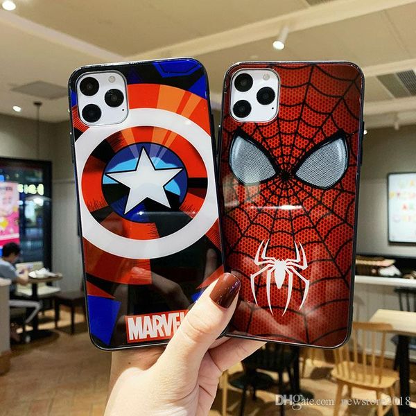 

wholesale new arrival spider &captain america protective cover phone case for iphone 11 pro max 7plus xs max tpu case shockproof cover