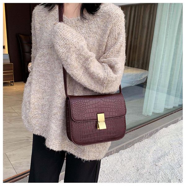 

stone pattern designer pu leather small crossbody bags for women shoulder messenger bag female metal black ladies mini hand bag