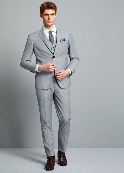 

men's 3 pieces sets slim suits wedding party blazers jacket men's business groomsman suit pants vest sets suit + vest + pants, Black;gray