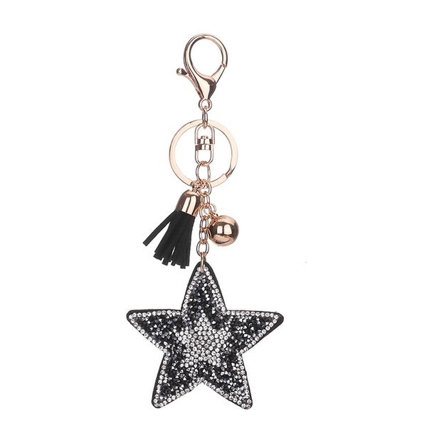 

star keychain full crystal rhinestone key rings bags charm handbags pendant for car keyrings keychains jewelry gifts souvenirs, Silver