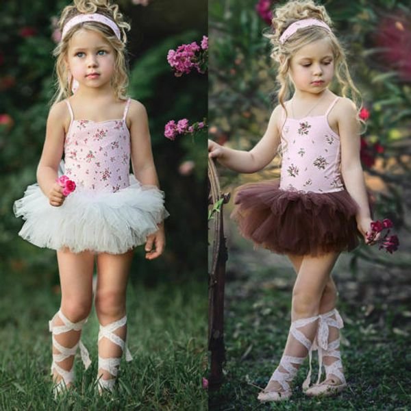 

0-4T Girls Tutu Skirt Flower Ballet Romper Tutu Dress Skirt Baby Girl Summer Clothes Dance Skirts Mini Dress