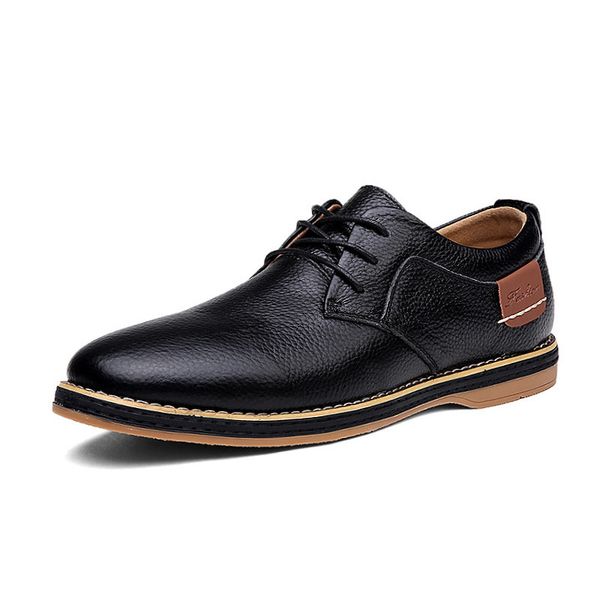 

casual men leather dress shoes for business office size 38-44 brand fashion flat oxfords black blue brown