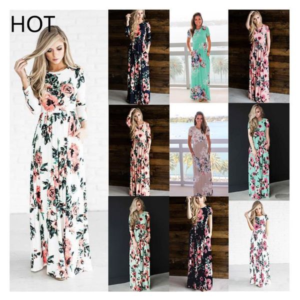 Acheter 15 Couleur Femmes Robes Robe De Plage Dames Robe De Soirée Imprimé Floral Manches Longues Sexy Dames De La Mode Robe Quotidienne Printemps été