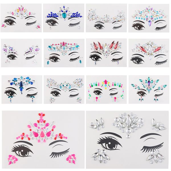 

1pc temporary adhesive 3d face jewelry festival party body gems rhinestone flash tattoos body stickers makeup beauty tools