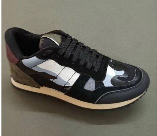 

stud rockrunner camouflage trainers designer shoes mesh real leather combo rock runner sneakers for men women rubber sole with box, Black
